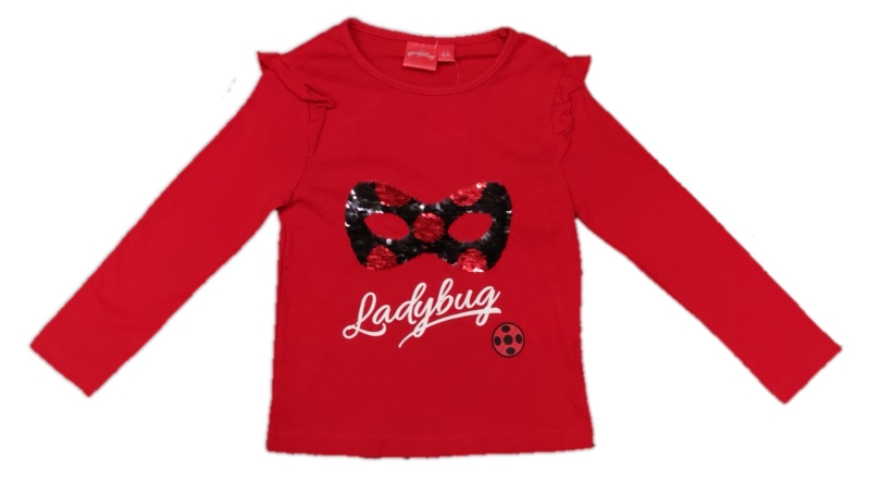 Ladybug Langarmshirt für Mädchen in rot mit Wendepailetten